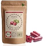 SPINTZ® 180 Bio Rote Bete Kapseln - hochdosierte Rote Beete Tabletten - 720mg Bio Rote Beete Pulver pro Kapsel aus biologischem Anbau - vegan - nachhaltig und plastikfrei verpackt