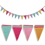 Crislove Wimpelkette, 4er Pack 5M Mehrfarbig Dreieck Flaggen, 15 Farben jedes Banner, Leinenimitat Wimpel für Geburtstag Party Hochzeit Dekoration Indoor Outdoor