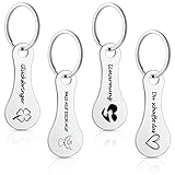 qingmeng 4 Stück Einkaufswagenlöser Metall Einkaufschip zum Rausziehen Schlüsselanhänger Einkaufswagenchip Personalisiert Glücksbringer Schlüsselanhänger Schutzengel Umarmung Du Schaff Das Geschenk