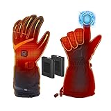 Verbesserte Beheizbare Handschuhe Herren Damen,7.4V/2×5000mAh Beheizte Handschuhe mit Wiederaufladbare Akkus,4 Einstellbarer Temperatur,wasserdichte,für Winter Outdoor Motorrad, Radfahren, Skifahren