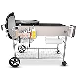 GFTIME Edelstahl Grilltisch Grillwagen für Weber 47cm & 57cm Original Kettle, Premium, Master Touch, Jumbo Joe Holzkohlegrill, Performer Holzkohlegrill mit Deckelhalter Grills, Outdoor-Grillständer