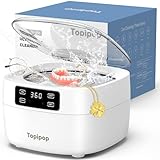 Topipop Ultraschallreinigungsgerät, 48000Hz Ultraschallreiniger, 750 ml brillenreinigungsgerät, 5 Modis Ultrasonic Cleaner zum Reinigen von Brillen, Schmuck, Uhren, Ringen, Rasierklingen Etc (White)
