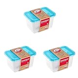 keeeper Frischhaltedosenset 2-teilig, 2 x 2 l, 20,5 x 15,5 x 10,5 cm, Fredo Fresh, Blau Transparent (Packung mit 3)