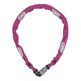 ABUS Kettenschloss 1200 Web – Zahlenschloss mit 3-stelliger Kombination – Kette aus gehärtetem Stahl – Leichtes Fahrradschloss mit Farbauswahl – Fahrradzubehör – 60 cm – Pink