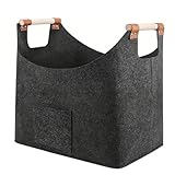 Kaminholzkorb - Kaminholzkorb aus Filz | Filzaufbewahrung, Kaminholzträger Halter, faltbares Holz, wiederverwendbare Kamin-Tragetasche, tragbare Holztasche für drinnen und Winter