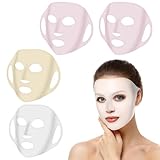 Oruola 4 Stück Gesichtsmasken Abdeckung,Silikonmaske,Wiederverwendbare Gesichtsmaske Abdeckung Silicone,Anti Falten Silikon Maske,Feuchtigkeitsspendender Gesichtsmaskenhalter Verhindert Verdunstung
