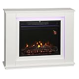 HOMCOM Elektrokamin mit Heizung, Elektrischer Kamin mit 12 Farbigen Flammeneffekten, 5 Helligkeitsstufen, 2000W Dekokamin mit 2 Leistungsstufen, Fernbedienung, Thermostat, Timer, Überhitzungsschutz
