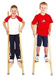 Sport-Thieme Kinderstelzen | Stelzen für Kinder bis 150 cm | Sicher, Stabil, Höhenverstellbar | Belastbar bis 90 kg | Ab 6 Jahren | Massives Buchenholz | Markenqualität