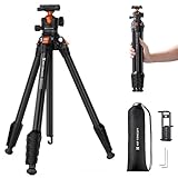 K&F CONCEPT 163CM Aluminium Kamerastativ, leichtes und kompaktes Stativ, Gewicht von 1,2kg und maximale Belastung 10kg für DSLR Kameras, Ferngläser, Spektive, Camcorder und Smartphone