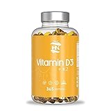 Vitamin D. (5000 IE) 365 Kapseln Vitamin D3 + K2 Hochdosiert Unterstützt Immun Und Knochenfunktion Hohe Konzentration Antioxidantien Antifettiga Weichkapseln Premium