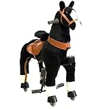 Galoppo Reitpferd auf Rollen für Kinder ab 3 Jahren in schwarz – XXL Spielpferd zum Spielen und mechanischen Reiten für Indoor und Outdoor