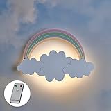 Lights4fun LED Wandleuchte Wolke Regenbogen Fernbedienung Timer batteriebetrieben Innenbereich Kinderzimmerdeko