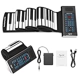 POGOLAB 88-Tasten-Roll-Up-Keyboard-Piano, wiederaufladbares Roll-Up-Piano mit 20 Demos/128 Klangfarben/128 Rhythmen/Kopfhöreranschluss/Bluetooth/Drum-Kit, faltbares Reise-Handroll-Piano für alle