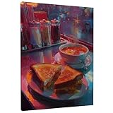 Sandwich-Leinwand für die Küche, zeitgenössisch, lebendiger Suppenteller, keine roten Kunstdrucke, Wandbilder, zum Aufhängen, Wohnung, Wohnzimmer, Schlafzimmer, Frühstücksecke, Dekoration, 20,3 x 25,4