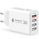 USB Ladegerät Mehrfach, USB Netzteil 4 Ports 33W USB...