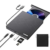 ORIGBELIE 6 in 1 Externes CD DVD Laufwerk, Externer DVD Brenner USB 3.0 Typ C CD/DVD ROM +/-RW Laufwerk mit USB-Anschluss, Externes CD Laufwerk für Laptop Desktop Mac OS Win11/10/8/7/XP Linux Vista