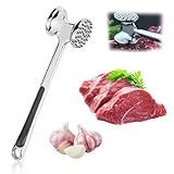 Euablfo Fleischklopfer,22cm Doppelseitiger Schnitzelklopfer Fleischklopfer Doppelseitig Antihaft Schnitzelklopfer aus Edelstahl Meat Mit Bierflaschenöffner für Zartmachung,Steak,Rind,Geflügel