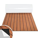 Yakimz Eva Schaum Boot, Teakholz Eva Schaum Bodenbelag, Selbstklebende Deck Teppich, Yachtboden rutschfeste Matte für Boote Yachten Schiffsdecks Schnellboote, 240 x 60 cm, Braune