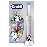 Oral-B Pro Kids Disney 100 Elektrische Zahnbürste/Electric Toothbrush für Kinder ab 3 Jahren, inklusive Sensitiv+ Modus für Zahnpflege, extra weiche Borsten, 1 Aufsteckbürste, 8 Sticker, weiß