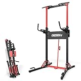 ONETWOFIT Faltbar Power Tower Dip Station & Kraftturm, höhenverstellbar multifunktionale Kraftstation mit Klimmzugstange Liegestützgriffe, Schwere Krafttrainingsgeräte für Fitnessstudios Max 180KG