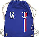 Shirtracer Fussball WM 2022 Fanartikel - 12. Mann Frankreich Fanshirt - Unisize - Royalblau - frankreich trikot kinder - WM110 - Turnbeutel und Stoffbeutel aus Baumwolle
