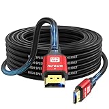 jojobnj HDMI-Kabel, 10,7 m, 48 Gbit/s, 8K @ 60 Hz, 4K @ 120 Hz, HDCP 2.2 & 2.3, DTS:X, HDR 10, kompatibel mit Roku TV/eARC/3D/PS5/HDTV/Laptop/Blu-ray, High-Speed-HDMI-Kabel, Rot