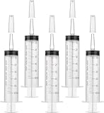 GOLDEROC Spritzen 50ml (60ml)，5 Stück Plastikspritze mit Verschlusskappe,Einzeln versiegelte Verpackung, Wiederverwendbare Dosierspritze， Geeignet für Labor,Tierfütterung, Pflanzenbewässerung