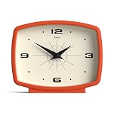 JONES CLOCKS® Schreibtischuhr 'Film' – rechteckiges Retro-Design in Orange, Cooler Look für Regal, Tisch, Kaminsims oder Nachttisch