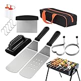 Grillspatel-Sets, 14-teiliges Grillzubehör-Set, tragbares Grillwerkzeug-Set, Grillutensilien, Geschenk-Set mit Spatel, Edelstahl-Grillspachtel-Set für Outdoor-Camping, Grillen, Kochen und Chef