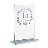 Glaspokal mit Gravur zur Kristallhochzeit, Personalisierte Pokal Deko für Paare, Geschenke zur Kristall Hochzeit, Hochzeit Trophäe, Auszeichnung zum 15 Hochzeitstag, 15. Hochzeitstag Geschenk