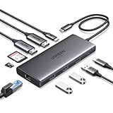 UGREEN Revodok Pro 210 USB C Docking Station Dual HDMI 10 IN 1 USB C Hub 2 HDMI, Gigabit Ethernet, 4X USB C/USB A Ports, PD 100W Schnellladen, SD/TF Kartenleser