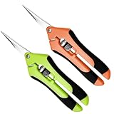 Elsrantor 2 Stücke bonsai schere, ernteschere, pflanzenschere, trimmschere mit Griff ergonomisch, blumenschere, gartenschere klein, cannabis schere, gebogene trimmschere für Blumen Früchte Pflanzen