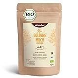 Goldene Milch Mischung 500g Bio | das Beste aus der ayurvedischen Lehre fertig gemischt | mit Kurkumapulver, Ingwerpulver, Ceylon Zimt, Ashwagandhapulver und Rotem Kampot Pfeffer | vom Achterhof