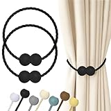 Hion Magnetische Vorhang Raffhalter Schwarz 2 Stück, Vorhang Raffhalter Schnallen Holdbacks Halter Haken Clip für Zuhause Schlafzimmer Büro Dekorativer Vorhang
