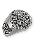 Fly Style Siegel-Ring für Herren aus Edelstahl - Freimaurer/Templer, Ring Grösse:22.0 mm