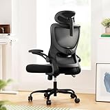 Marsail Bürostuhl Ergonomisch Schreibtischstuhl mit Verstellbarer Kopfstütze Lendenwirbelstütze und Klappbaren 3D Armlehnen Computerstuhl hat Höhenverstellung Drehstuhl Bis 136kg/300LB Belastbar
