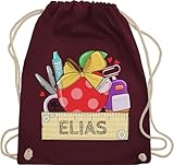 Turnbeutel Rucksack - Einschulung Geschenk Personalisiert | Geschenke zum Schulanfang - Unisize - Bordeauxrot - selbst gestalten schulkind personalisiertes einschulungsgeschenk schulkinder 2024