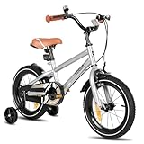 STITCH 14 Zoll Kinderfahrrad für 3-5 jährige Jungen, 14' Zoll Fahrrad für Jungen mit Stützräder, Silber