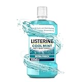 LISTERINE Cool Mint 500 ml, antibakterielle Mundspülung mit ätherischen Ölen und Minzgeschmack, Mundwasser bekämpft wirksam Bakterien im Mundraum, optimale Ergänzung zur täglichen Zahnpflege