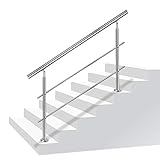 LZQ Edelstahl-Handlauf Geländer für Treppen Brüstung Balkon mit/ohne Querstreben (150cm, 2 Querstreben)