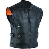 Mufimex, Herren Motorrad Lederweste Gladiator Biker Kutte MF110 (DE/NL/SE/PL, Alphanumerisch, 4XL, Regular, Regular, Schwarz)