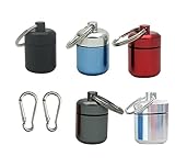 Pillenhalter aus Aluminium, wasserdicht, mit Schlüsselanhänger, 5 Stück