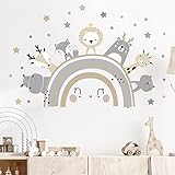 Sarah Duke Wandsticker Regenbogen Kinderzimmer, Stern Tiere...