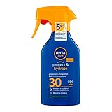 NIVEA SUN Maxi Solar Spray Protect & Hydrate LSF 30 in 270 ml Flasche, Creme mit biologisch abbaubarer Formel, die 48h tief befeuchtet