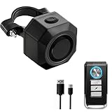 HENDUN Fahrrad alarmanlage, fahrradschloss mit Alarm drahtlose Fernbedienung für E-Bikes, Roller, Scooter, Motorräder, Haus Tür und Fenster Vibration Sensor, 110dB, IP65 wasserdicht, USB-C