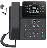 GEQUDIO IP Telefon GZ-2 mit Netzteil - Fritzbox, Telekom kompatibel - Freisprechen & Farbdisplay - Anleitung für FritzBox, Sipgate, Telekom Digitalisierungsbox, easybell (ohne WLAN)