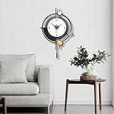 Moderne Minimalist Wanduhr, Lautlos ohne Ticks Nordischer Stil Dekorative Wanduhr mit Pendel 3 Schicht Zifferblatt Kreatives uhr Stilvoll Art Deco für Wohnzimmer Schlafzimmer Büro Küche, 38*58 cm