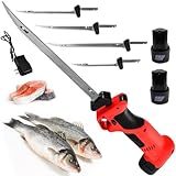 Soflightmok Elektrisches Filetiermesser FüR Gewerbe/Haushalt – Filetiermesser FüR Fisch Mit 4 Klingen + 2 Akkus + 1 LadegeräT | Rutschfester Griff | MetzgerqualitäT FüR Harte GräTen