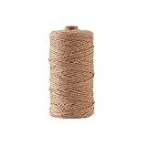 200m Jute-Schnur Natur, Durchmesser 1mm, Braun Juteschnur reissfest für Garten Pflanzen Basteln