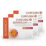 BOTANICY Curcuma + Boswellia forte - Kurkuma Weihrauch Kapseln mit Markenrohstoff NovaSOL - Plus Vitamin D3 für Knochen & Muskeln - Hohe Bioverfügbarkeit, Hochdosiert - 180 Weihrauch Kurkuma Kapseln